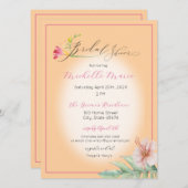 トロピカルピンクフローラブライダルシャワー 招待状 (正面/裏面)