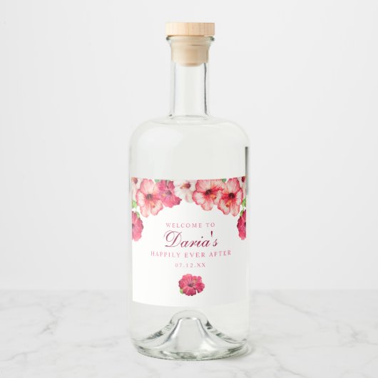 トロピカルピンクフローララベル リキュールボトルラベル (正面)