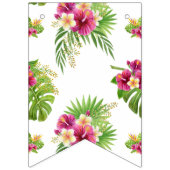 トロピカルピンクフローラルアウ（ハワイ式宴会）誕生日パーティー バンティングフラッグ (第1の旗)