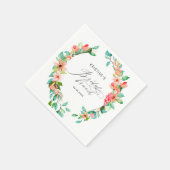 トロピカルピンクフローラ水カラーブライダルブランチ スタンダードカクテルナプキン (角)