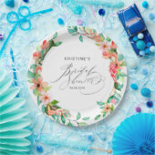 トロピカルピンクフローラ水彩ブライダルシャワー ペーパープレート (パーティー)