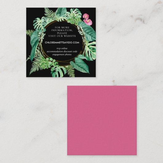 トロピカルピンクフローラ結婚のウェブサイト エンクロージャーカード (正面/裏面)