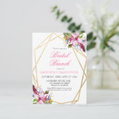 トロピカルピンクフローラ金ゴールド幾何学的ブライダルブランチ ポストカード (スタンド正面)