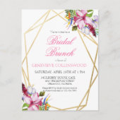 トロピカルピンクフローラ金ゴールド幾何学的ブライダルブランチ ポストカード (正面)