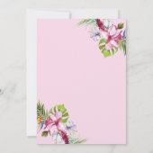 トロピカルピンクフローラ金ゴールド幾何学的ブライダルブランチ 招待状 (裏面)