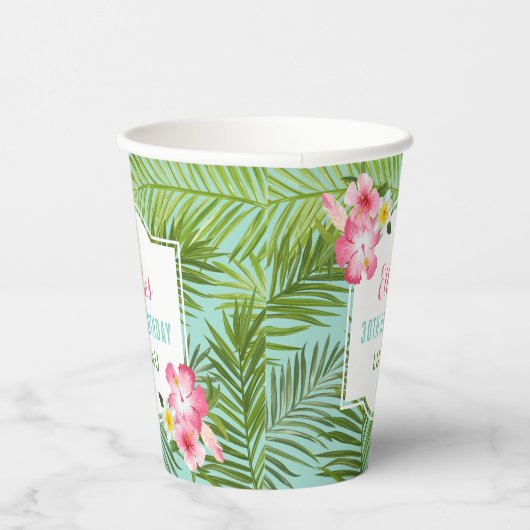 トロピカルピンクフローラ30th誕生日ルアウ（ハワイ式宴会）パーティー 紙コップ (右)