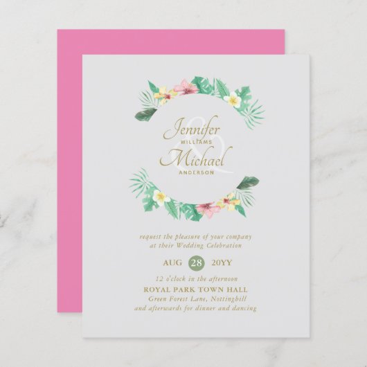 トロピカルピンクブライダルシャワーバイメール結婚か (正面/裏面)