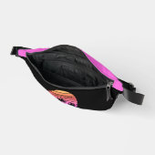 トロピカルピンクブラックパームカスタムツリー女子トリップ ファニーパック (見開き)