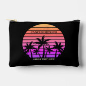 トロピカルピンクブラックパームツリーズカスタムビーチ アクセサリーポーチ (正面)