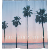 トロピカルピンクブルーパームツリーズサンセットパーソナライズされた シャワーカーテン (正面)