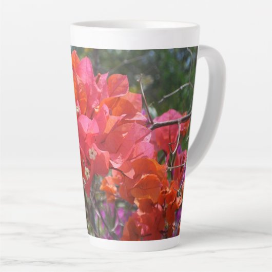 トロピカルピンクブーゲンビリア島の花 カフェラテマグ (右アングル)
