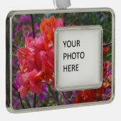 トロピカルピンクブーゲンビリア島フローラ シルバープレートフレームオーナメント (右)