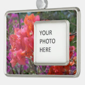 トロピカルピンクブーゲンビリア島フローラ シルバープレートフレームオーナメント (左)