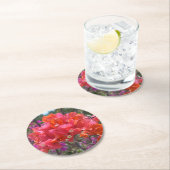 トロピカルピンクブーゲンビリア島フローラ ラウンドペーパーコースター (インサイチュ)