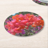 トロピカルピンクブーゲンビリア島フローラ ラウンドペーパーコースター (アングル)