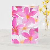 トロピカルピンクプルメリアフラワーハワイフローラ カード (黄色い花)