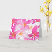 トロピカルピンクプルメリアフラワーハワイフローラ カード (黄色い花)