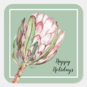 トロピカルピンクプロテアフローラオンミント スクエアシール (正面)