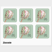 トロピカルピンクプロテアフローラオンミント スクエアシール (シート)