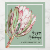 トロピカルピンクプロテアフローラオンミント ワインラベル (シングルラベル)