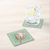 トロピカルピンクプロテアフローラパーティー スクエアペーパーコースター (インサイチュ)