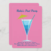 トロピカルピンクプールパーティの招待状 招待状 (正面/裏面)