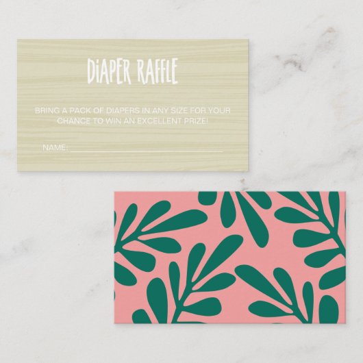 トロピカルピンクベビーオンボードおむつラッフル エンクロージャーカード (正面/裏面)