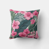 トロピカルピンクホリデーフローラプリント クッション (裏面)