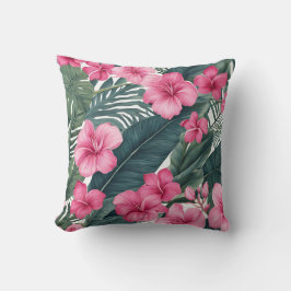 トロピカルピンクホリデーフローラプリント クッション