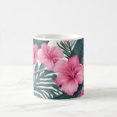 トロピカルピンクホリデーフローラプリント コーヒーマグカップ (中央)