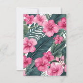 トロピカルピンクホリデーフローラルウェディング セーブザデート (裏面)