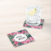 トロピカルピンクホリデーフローラ結婚プリント スクエアペーパーコースター (インサイチュ)