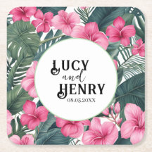 トロピカルピンクホリデーフローラ結婚プリント