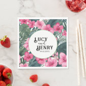 トロピカルピンクホリデーフローラ結婚プリント スタンダードランチョンナプキン (インサイチュ)