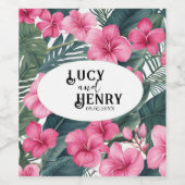 トロピカルピンクホリデーフローラ結婚プリント ワインラベル (シングルラベル)