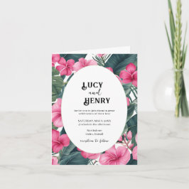 トロピカルピンクホリデーフローラ結婚プリント 招待状