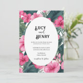 トロピカルピンクホリデーフローラ結婚プリント 招待状 (スタンド正面)
