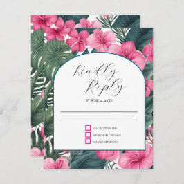 トロピカルピンクホリデー結婚フローラ 出欠カード