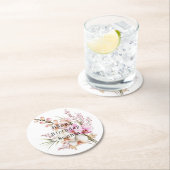 トロピカルピンクホワイトオーキッドフラワーズ誕生日 ラウンドペーパーコースター (インサイチュ)