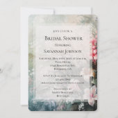 トロピカルピンクホワイトハイビスカスフローラブライダルシャワー 招待状 (正面)