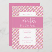 トロピカルピンクマグノリアスウィート16誕生日 招待状 (正面/裏面)