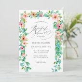 トロピカルピンクモダンフローラブライダルシャワーI 招待状 (スタンド正面)