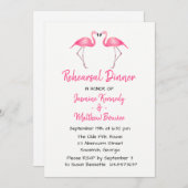 トロピカルピンクリハーサルディナーフラミンゴ結婚ズ 招待状 (正面/裏面)