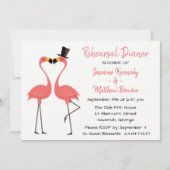 トロピカルピンクリハーサルディナーフラミンゴ結婚ズ 招待状 (正面)