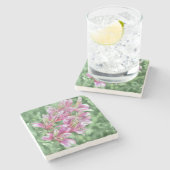 トロピカルピンクリリーフラワーズガーデンアートマーブル ストーンコースター (横)