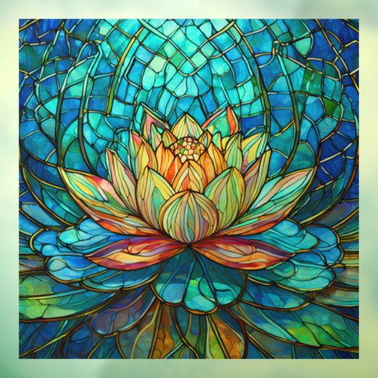 トロピカルピンクロータス3ステンドグラス美術 ウィンドウサイン (シート3)