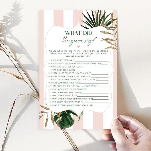 トロピカルピンク新郎は何と言ったブライダルシャワー