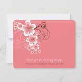 トロピカルピンク結婚ハイビスカスの感謝状カード ノートカード (裏面)