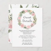 トロピカルピンク結婚フローラズゲスト詳細 エンクロージャーカード (正面/裏面)
