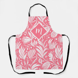 トロピカルピンク花柄ダイヤモンドモノグラム エプロン